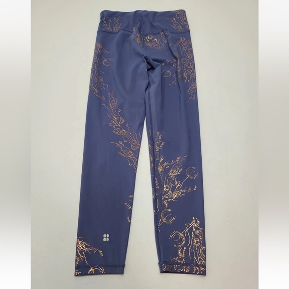 Sweaty Betty Goddess Leggings Crown Blue Bronze Foil 7/8 Length Size S W… - Picture 2 of 8